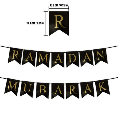 Ramadan Kareem Glitter Paper Bunting Black & Gold China