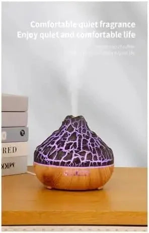 Aroma Volcano Ultrasonic Humidifier | 300ml Wood Grain Flame Essential Oil Diffuser (AM010) - almanaar Islamic Store
