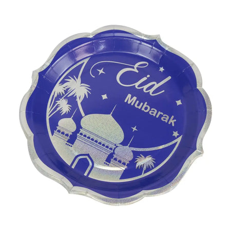 Eid Mubarak Stamping Foil Paper Plates - almanaar Islamic Store