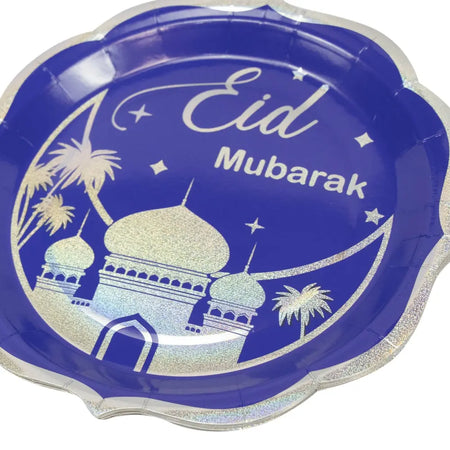 Eid Mubarak Stamping Foil Paper Plates - almanaar Islamic Store