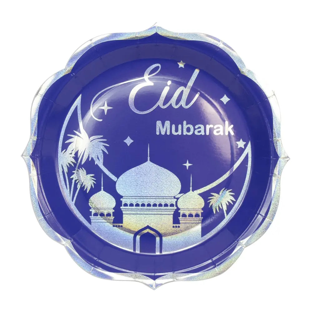 Eid Mubarak Stamping Foil Paper Plates - almanaar Islamic Store