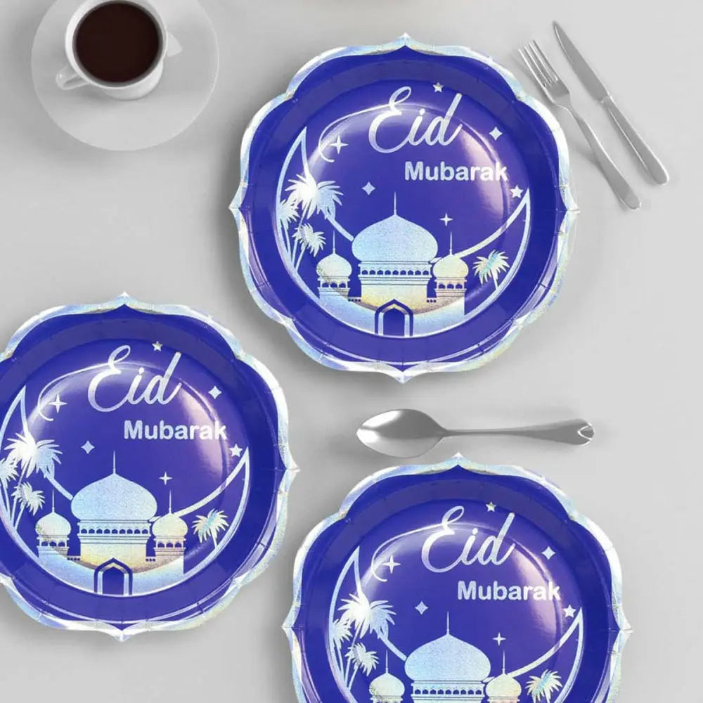 Eid Mubarak Stamping Foil Paper Plates - almanaar Islamic Store