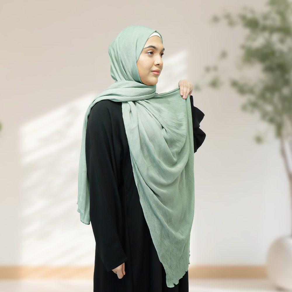 Premium Rayon Crinkle Hijab - Maxi Size - Mint