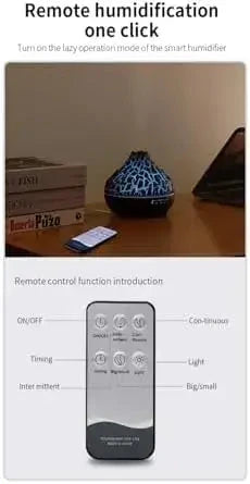 Aroma Volcano Ultrasonic Humidifier | 300ml Wood Grain Flame Essential Oil Diffuser (AM010) - almanaar Islamic Store