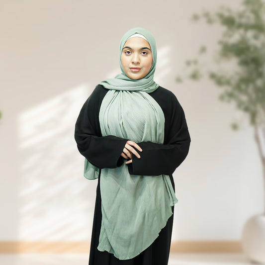 Premium Rayon Crinkle Hijab - Maxi Size - Mint