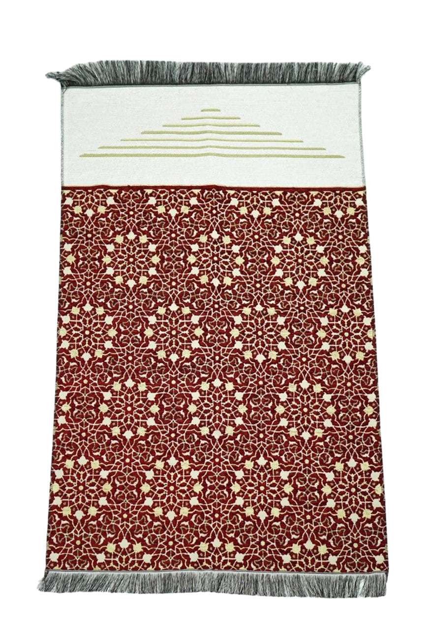 Luxury Maroon Velvet Islamic Prayer Rug Floral Pattern - almanaar Islamic Store