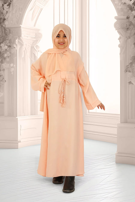 Girls Umbrella Belt Abaya Peach almanaar Islamic Store