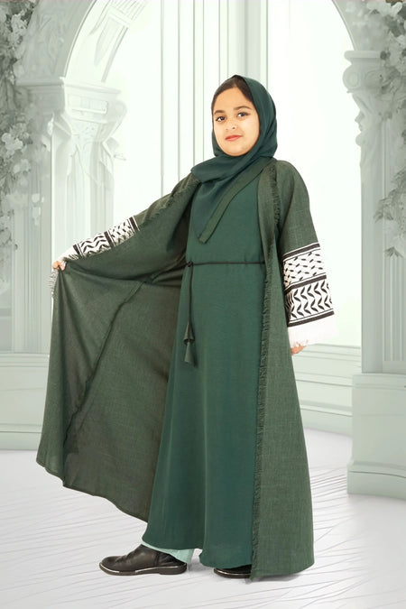 Girls Palestine 2-Piece Abaya Green almanaar Islamic Store