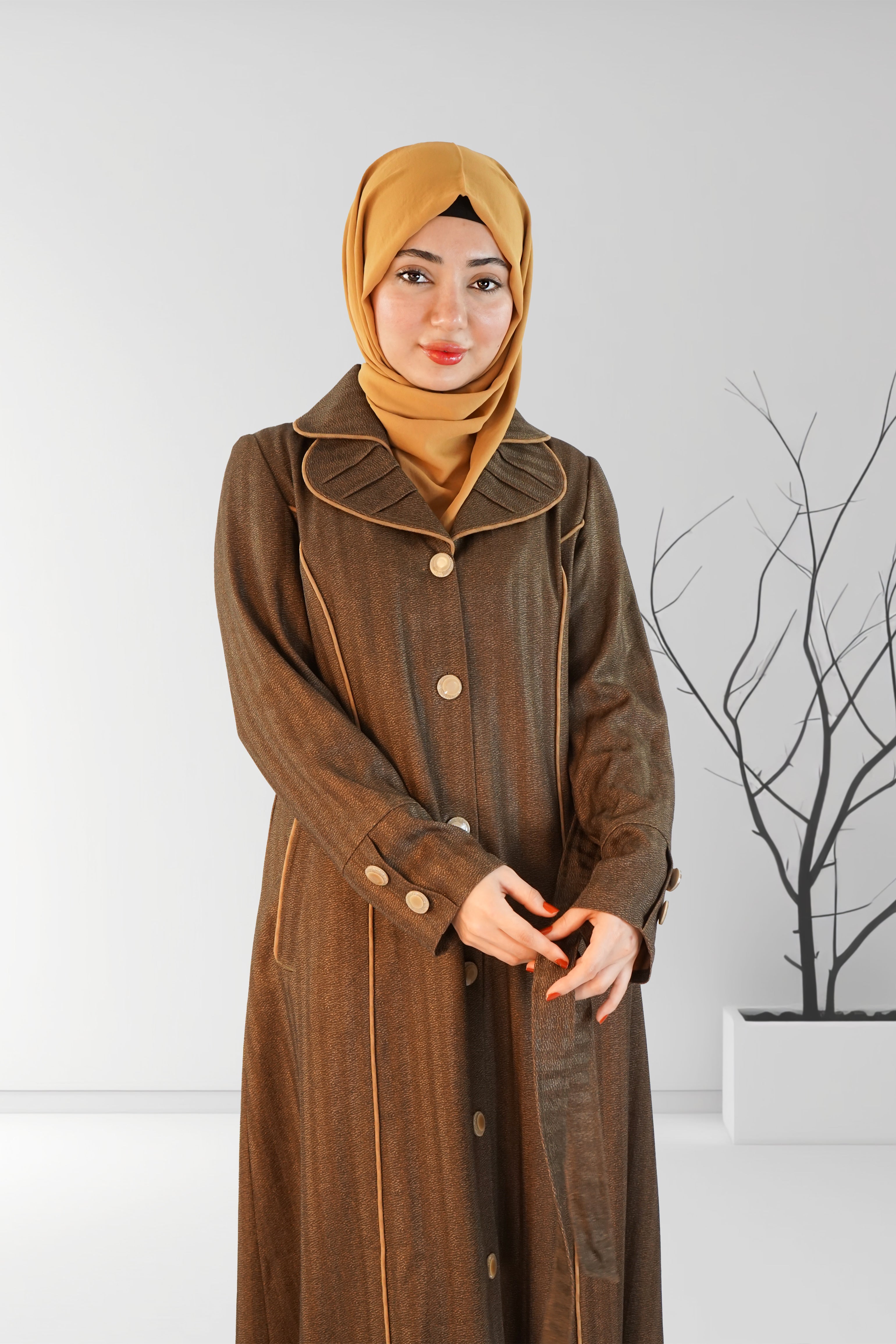 Long Winter Coat with belt | Almanaar Islamic Store