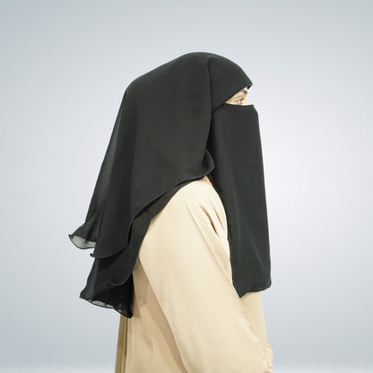 3 Layer Tie Back Niqab Black