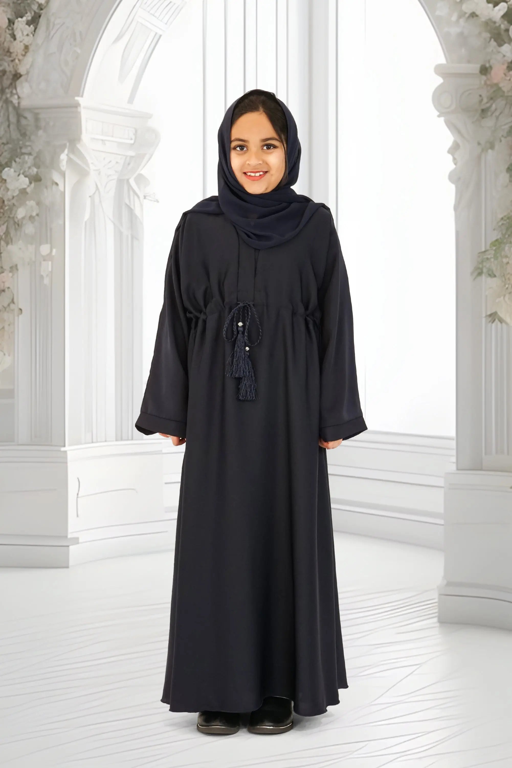 Girls Umbrella Belt Abaya Navy almanaar Islamic Store