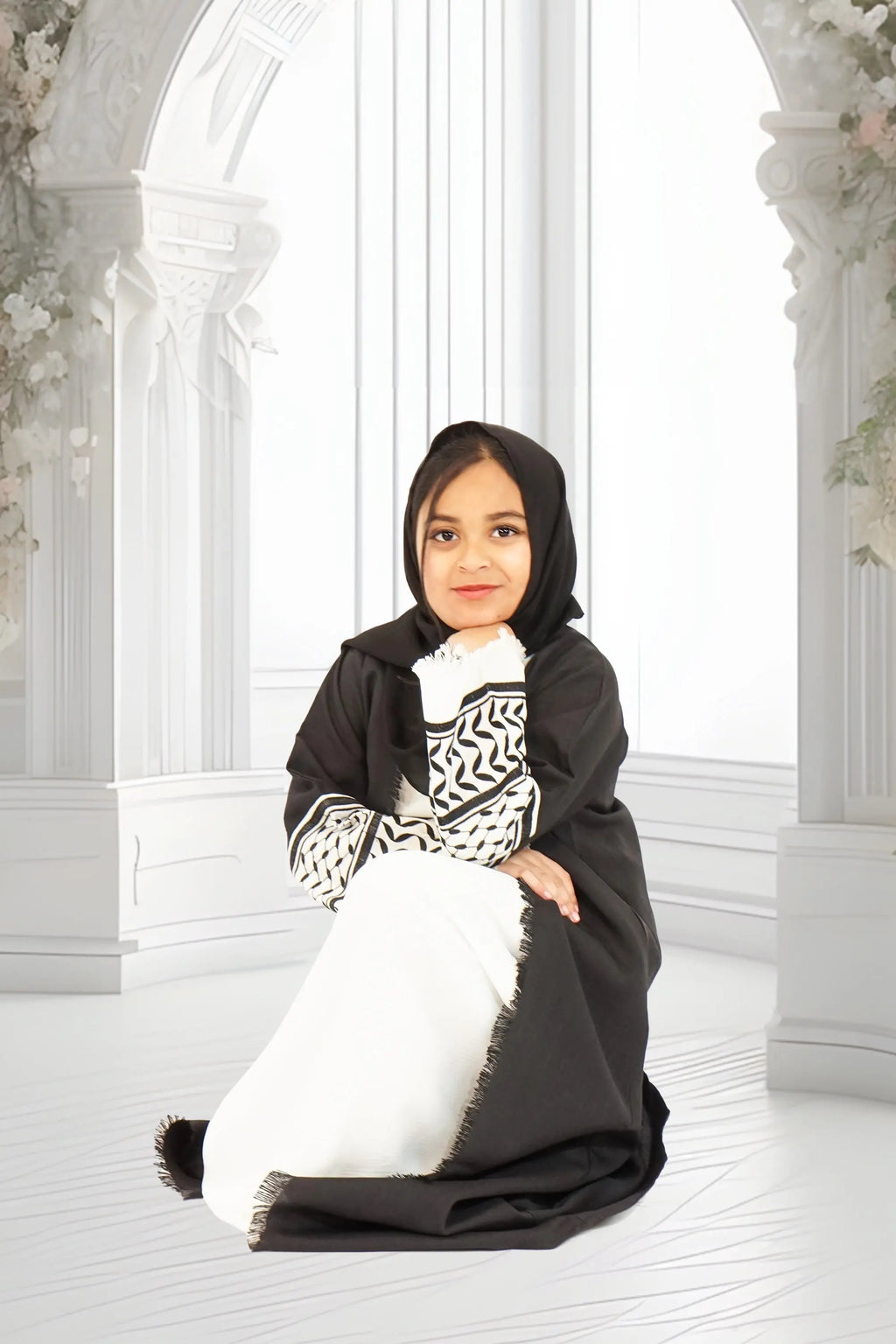 Girls Palestine 2-Piece Abaya Black almanaar Islamic Store