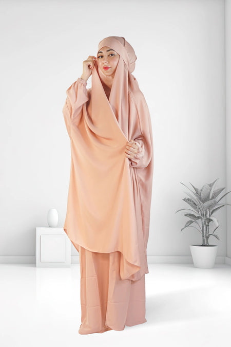 Premium Two Piece Jilbab Set Light Pink almanaar Islamic Store