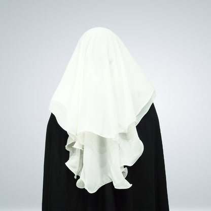 3 Layer Tie Back Niqab Off White