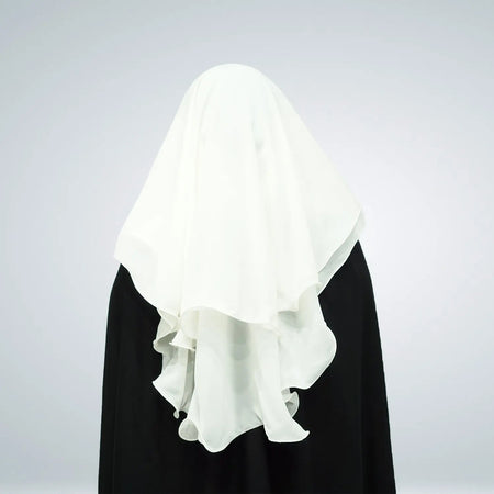 3 Layer Tie Back Niqab Off White - almanaar Islamic Store