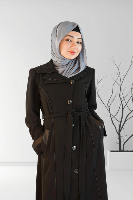 Stylish Striped Short Coat Black | Almanaar Islamic Store