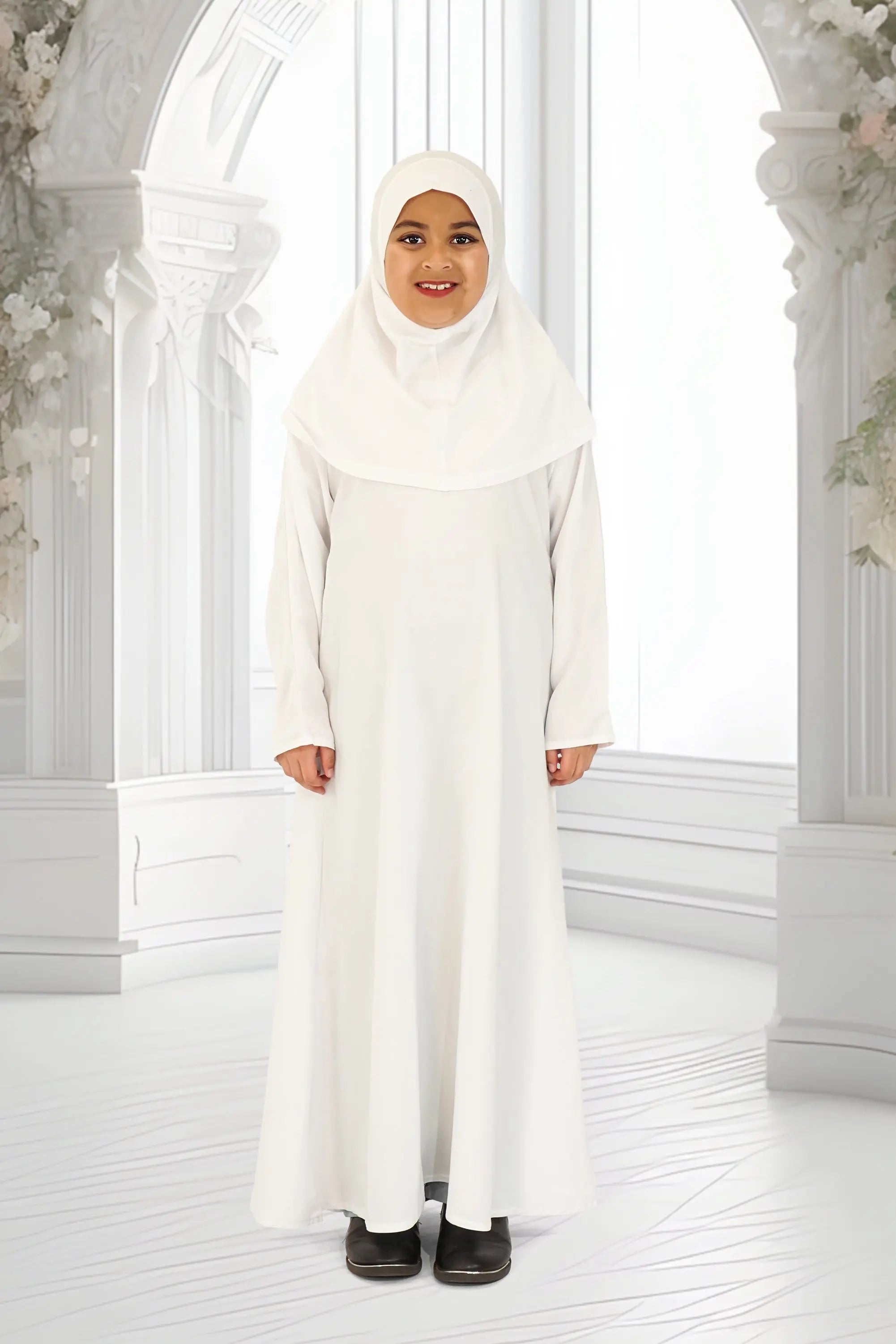 Girls One-Button Plain Abaya almanaar Islamic Store