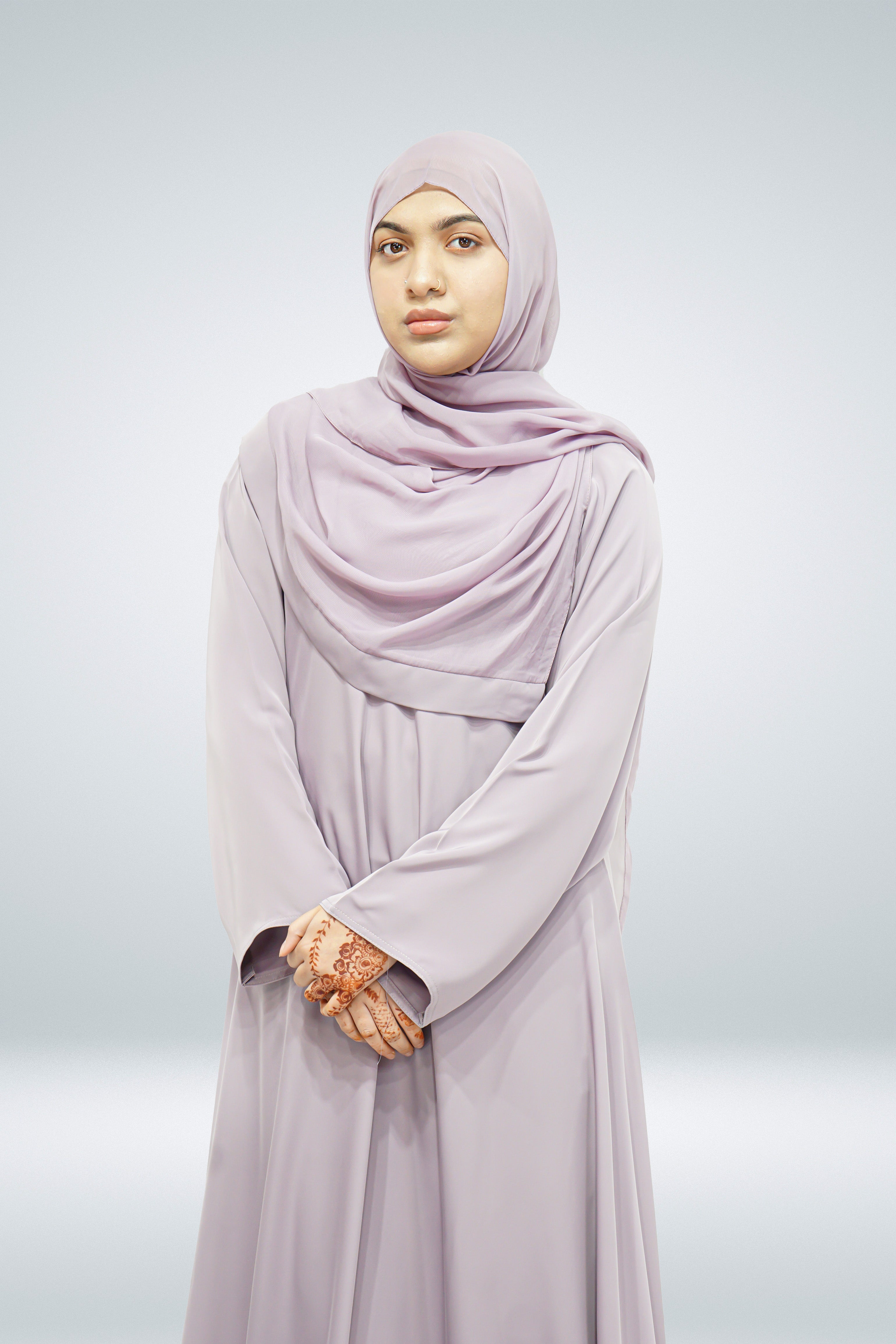 Premium Quality Korean Nida Plain Side Zip Abaya Lavender - almanaar Islamic Store