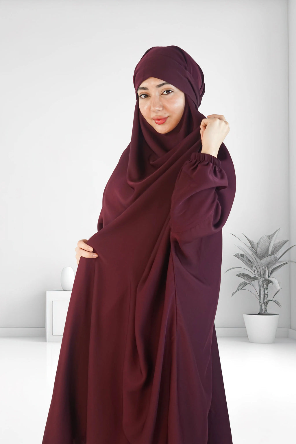 Premium Two Piece Jilbab Set Maroon almanaar Islamic Store