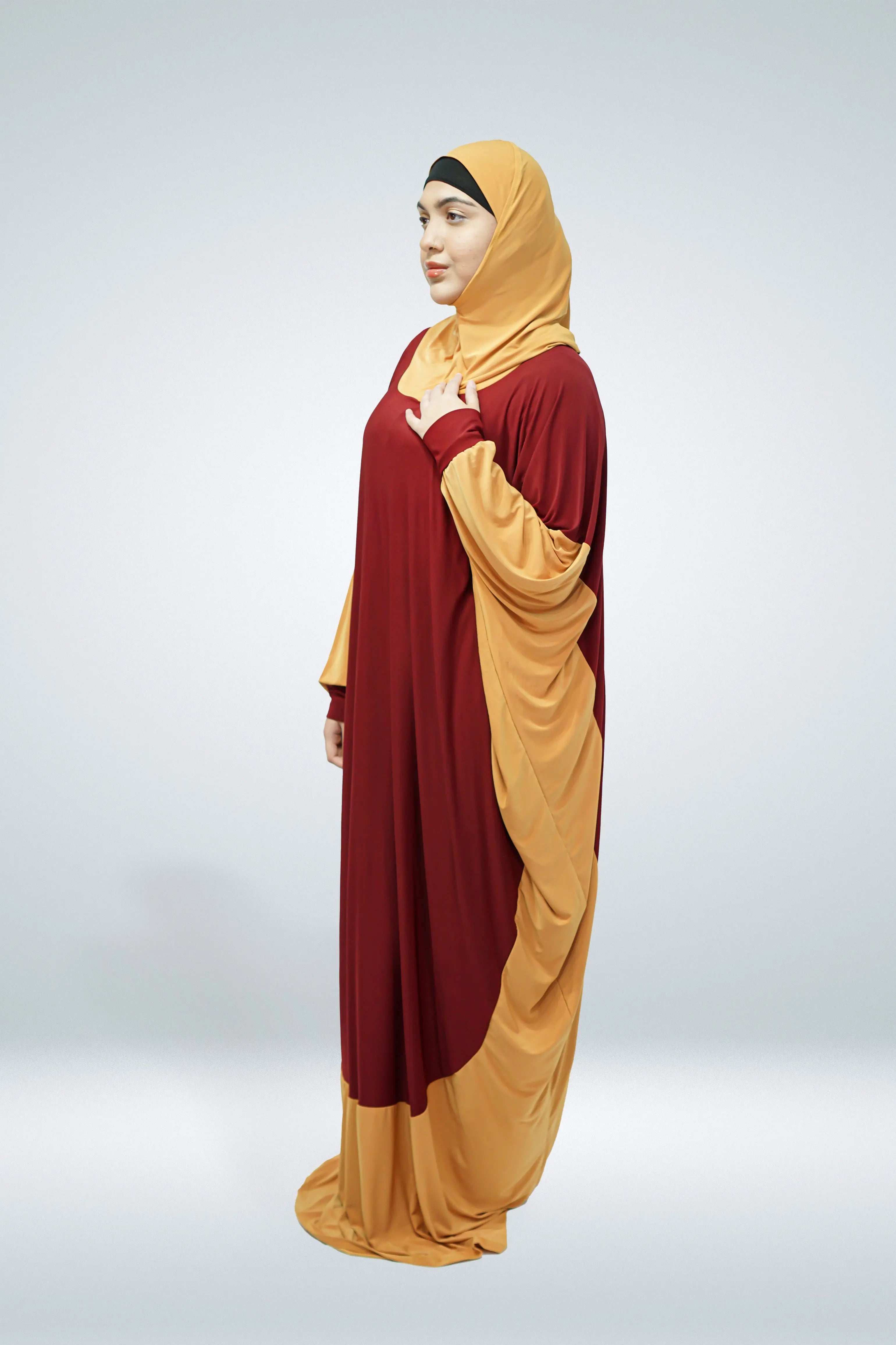 One Piece Jersey Material Two Colour Prayer Dress - almanaar Islamic Store