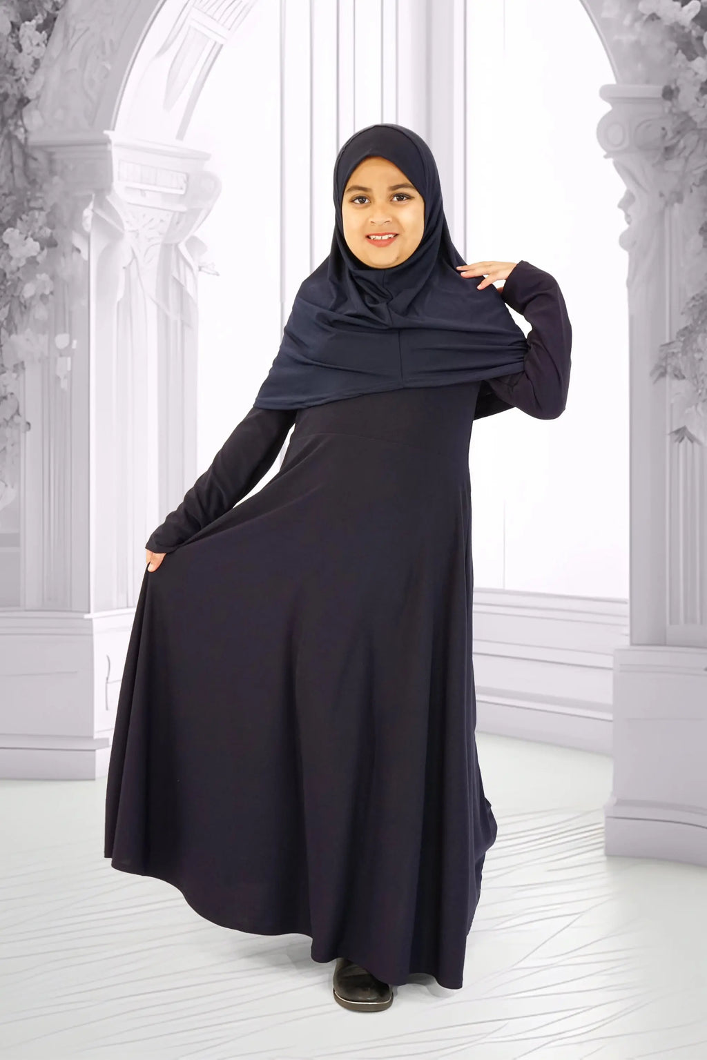 Girls Jersey Abaya Navy almanaar Islamic Store