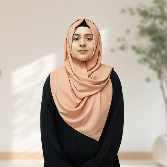 Premium Quality Madina Silk Plain Hijab - Dark Beige
