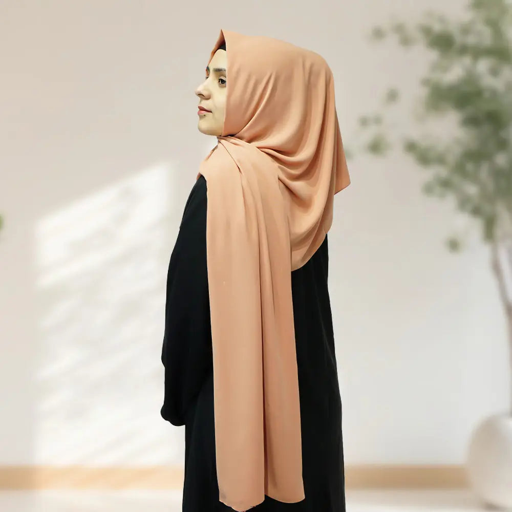 Premium Quality Madina Silk Plain Hijab - Dark Beige - almanaar Islamic Store