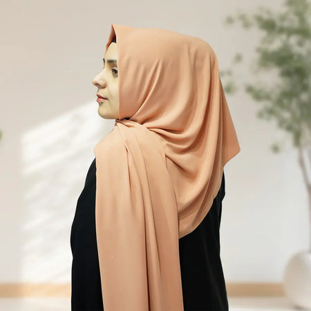 Premium Quality Madina Silk Plain Hijab - Dark Beige - almanaar Islamic Store