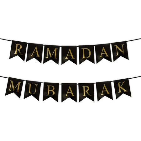 Ramadan Kareem Glitter Paper Bunting Black & Gold China