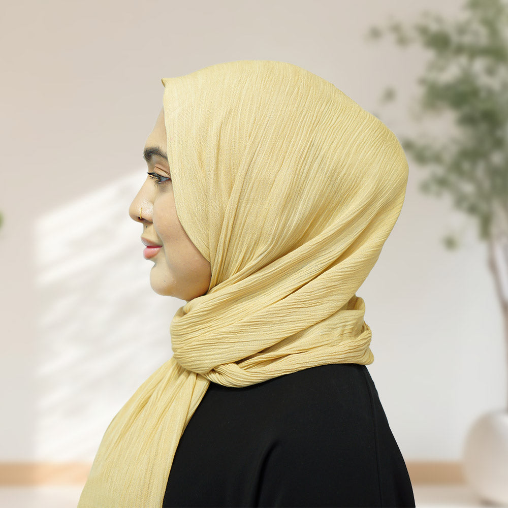 Premium Rayon Crinkle Hijab - Maxi Size - Mustard