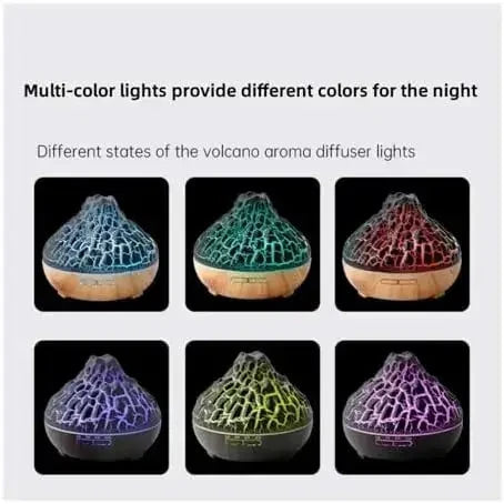 Aroma Volcano Ultrasonic Humidifier | 300ml Wood Grain Flame Essential Oil Diffuser (AM010) - almanaar Islamic Store