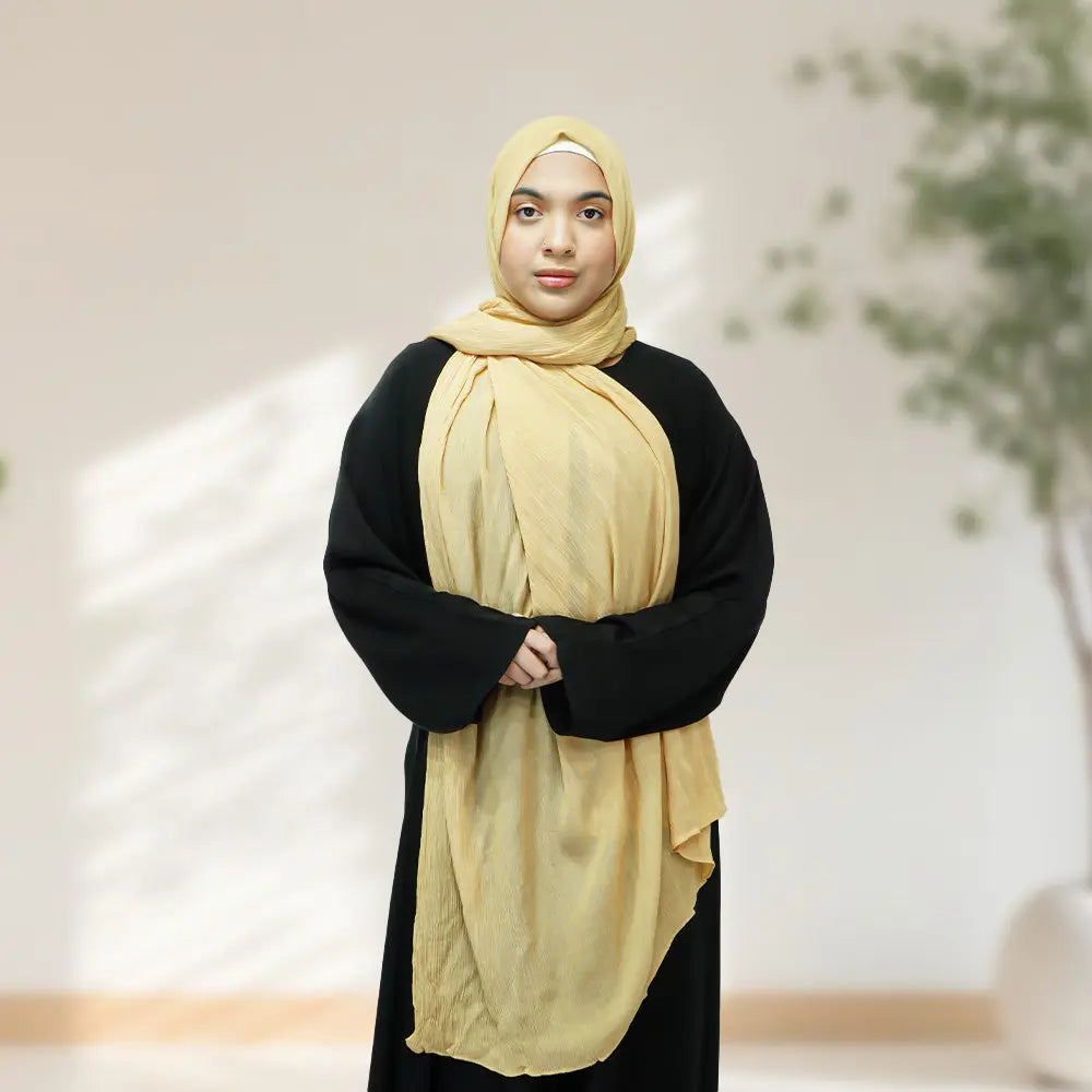 Premium Rayon Crinkle Hijab - Maxi Size - Mustard - almanaar Islamic Store