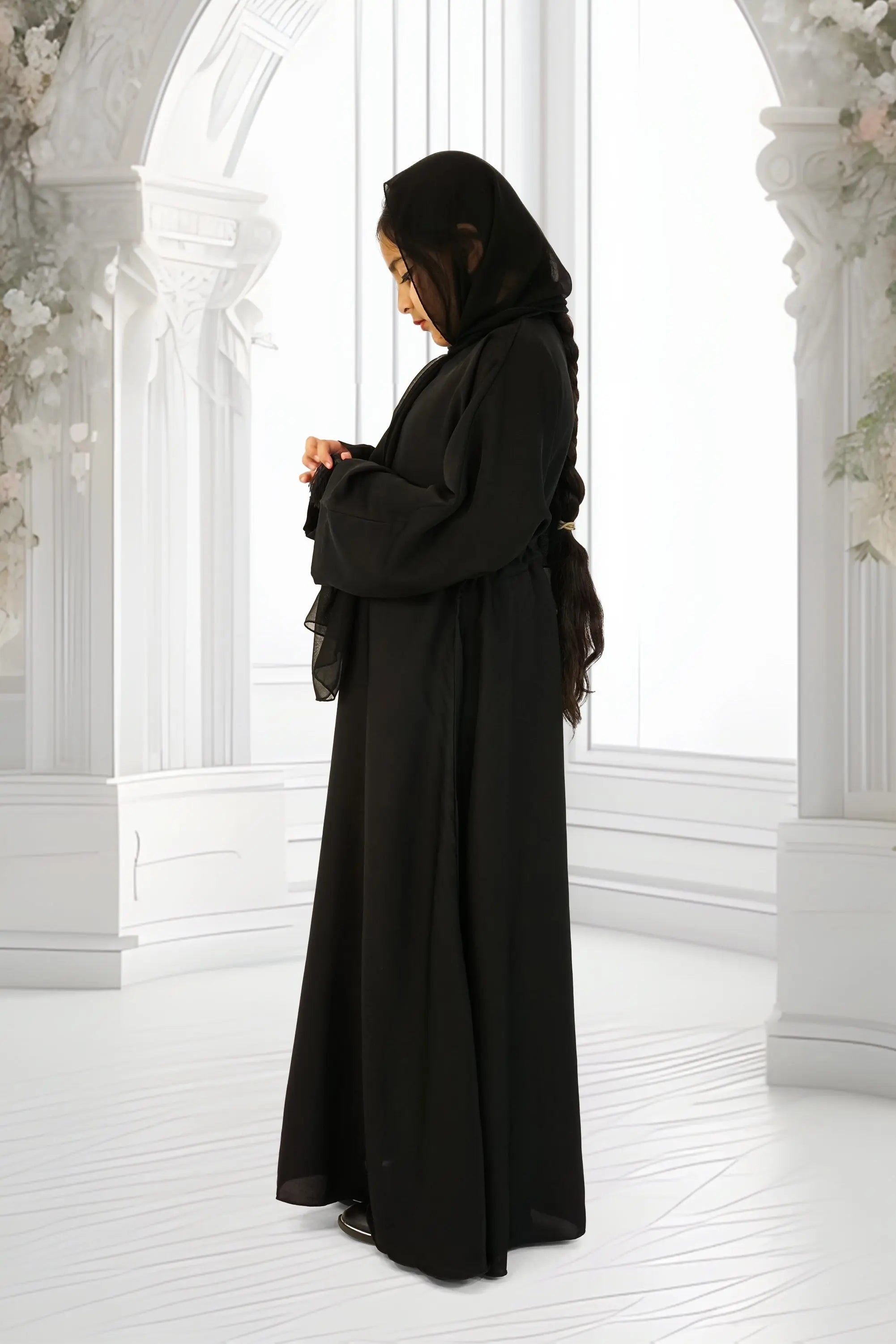 Girls Umbrella Belt Abaya Black almanaar Islamic Store