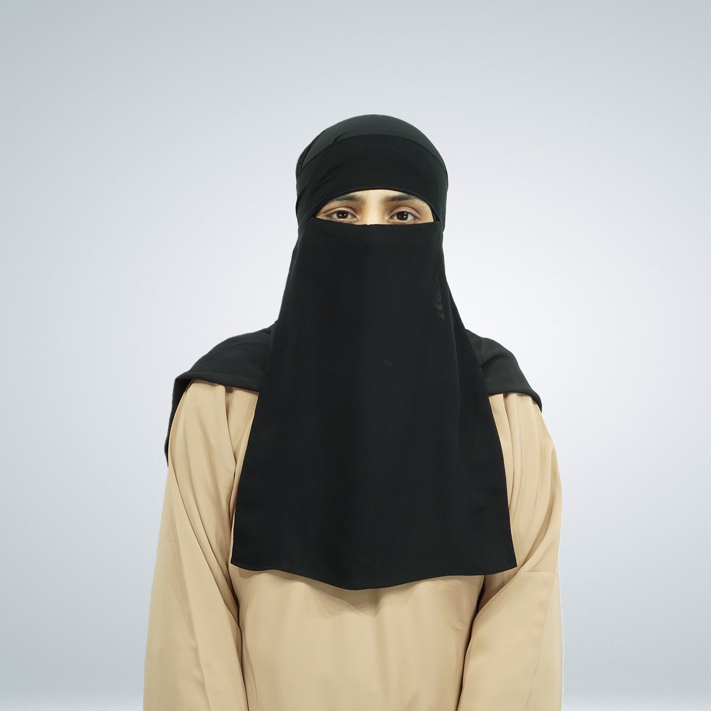 1 Layer Tie Back Niqab Black