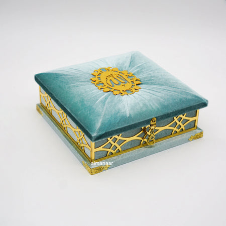 Fancy Sky Blue Gift Box Velvet with full Qur'an Tasbeeh|Islamic Wedding Gifts |Muslim Gifts - almanaar Islamic Store