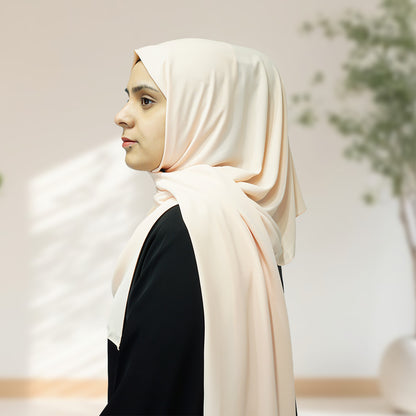 Premium Quality Madina Silk Plain Hijab - Cream