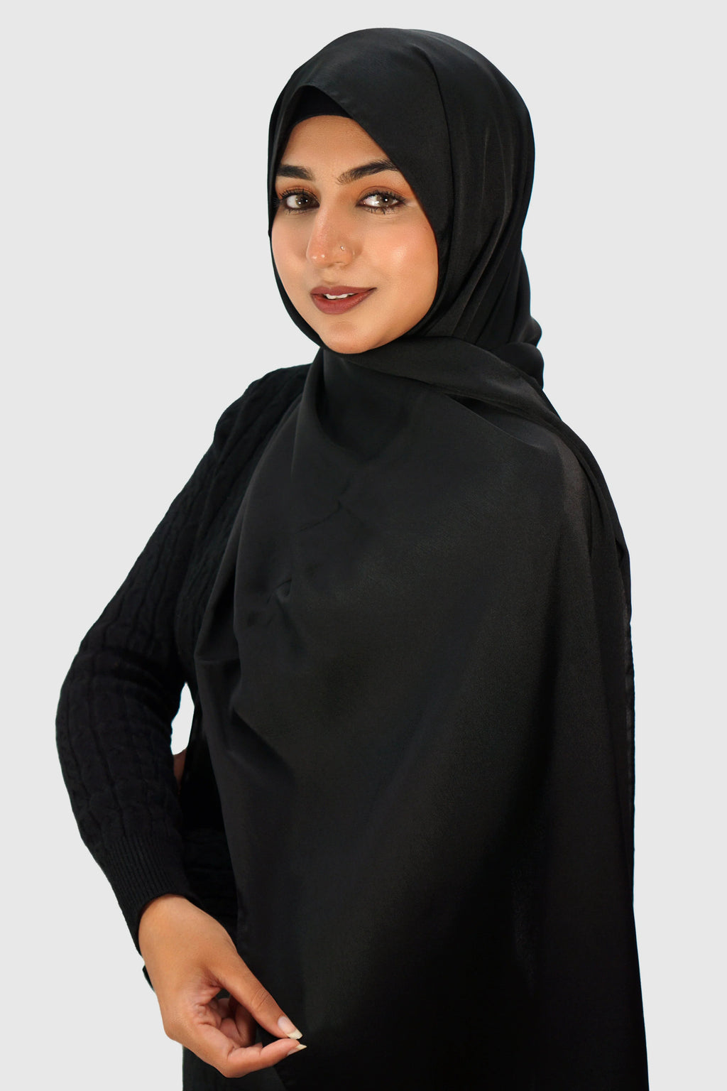 Luxury Satin Hijab – Black - almanaar Islamic Store
