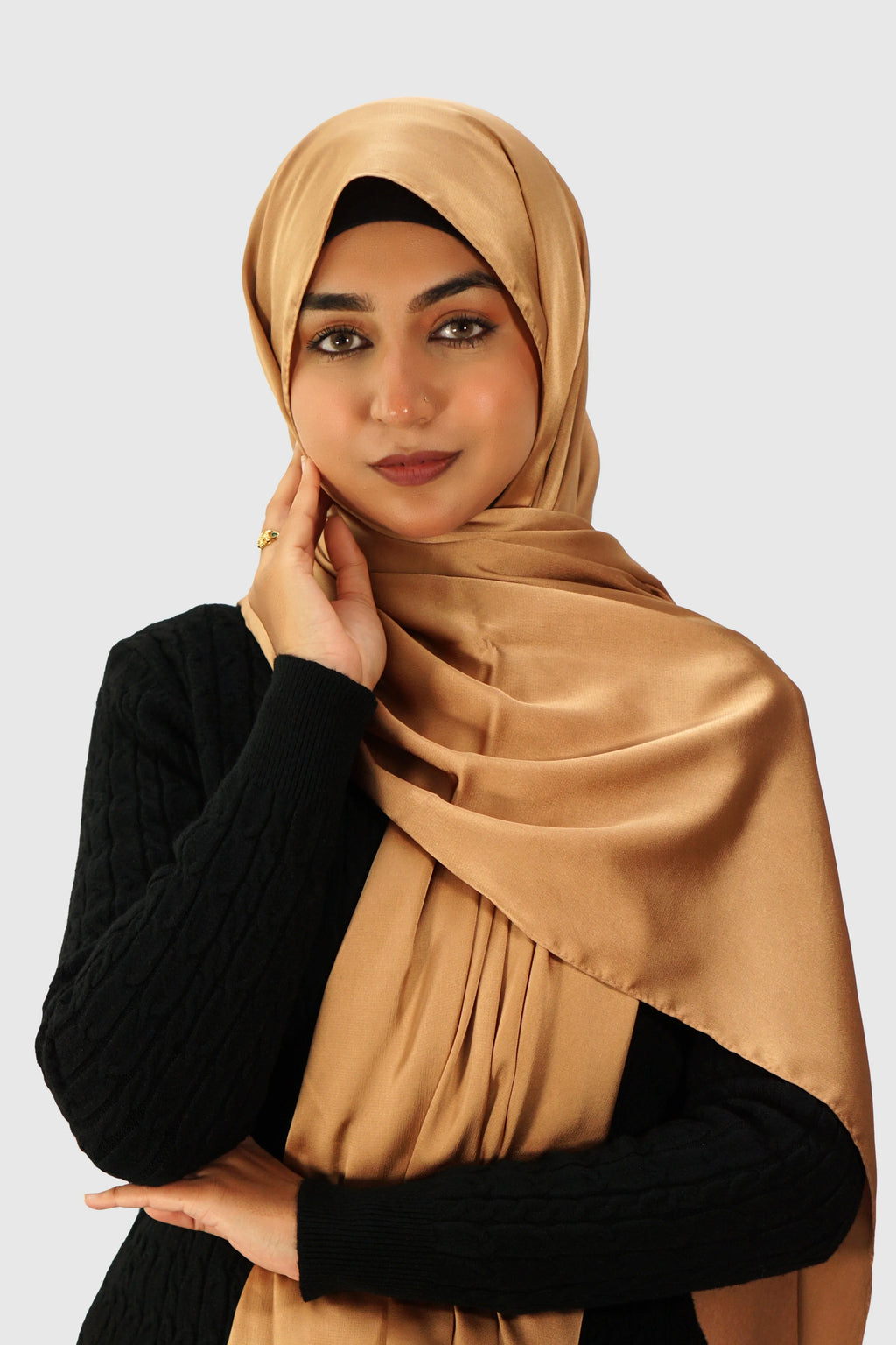 Luxury Satin Hijab – Golden - almanaar Islamic Store