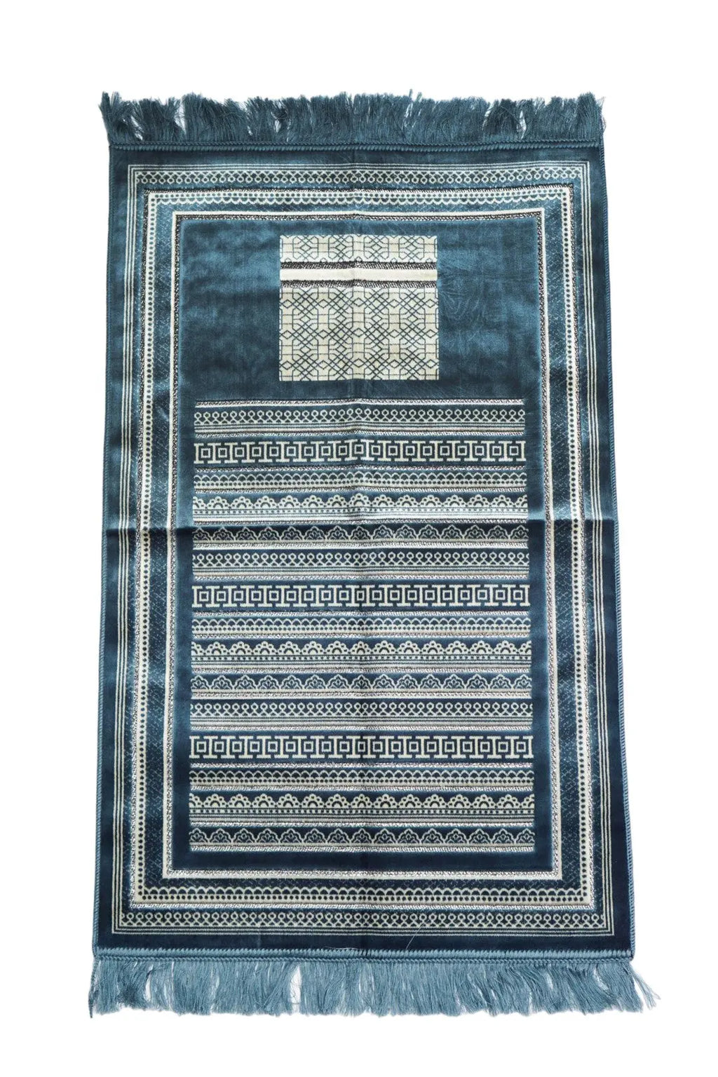 Indigo Fancy Turkish Prayer Mat - almanaar Islamic Store