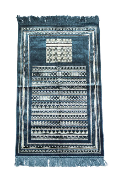 Indigo Fancy Turkish Prayer Mat - almanaar Islamic Store