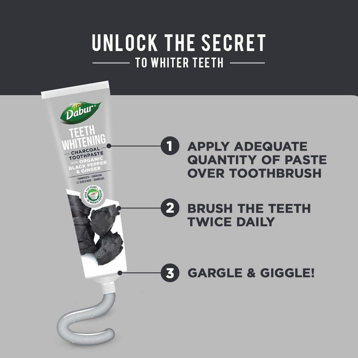 Dabur Teeth Whitening Charcoal Toothpaste 100ml