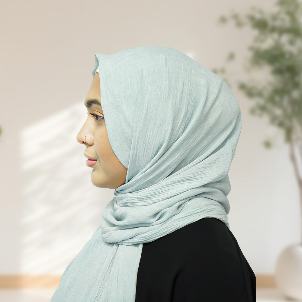 Premium Rayon Crinkle Hijab - Maxi Size - Powder Blue