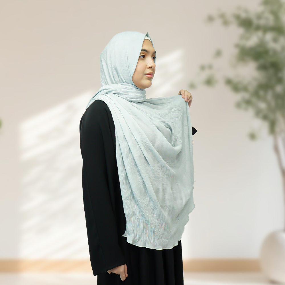 Premium Rayon Crinkle Hijab - Maxi Size - Powder Blue