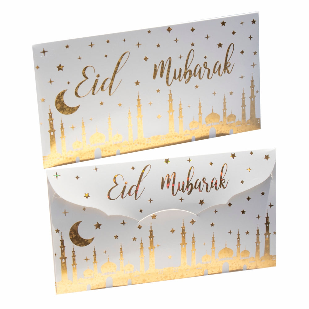 Gold Foil Eid Mubarak Money Envelopes 10-Pcs - almanaar Islamic Store