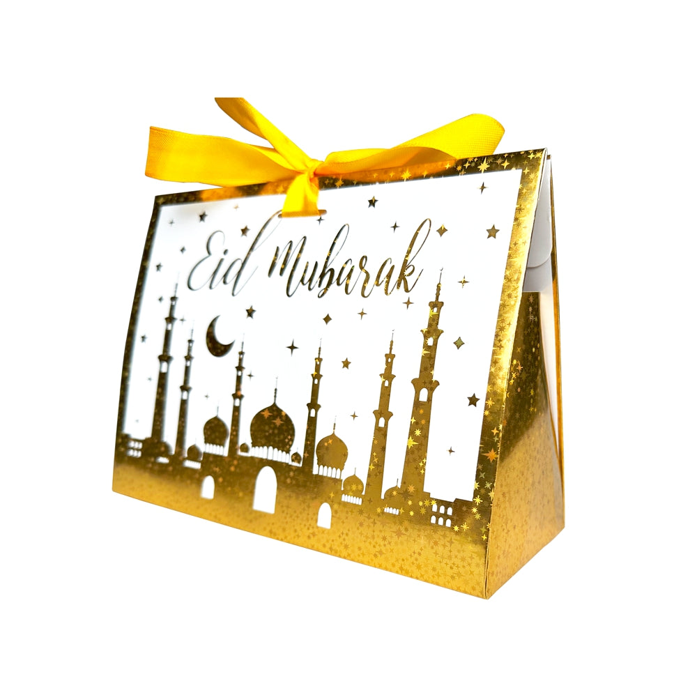 Elegant Eid Mubarak Gift Bag – Gold & White - almanaar Islamic Store