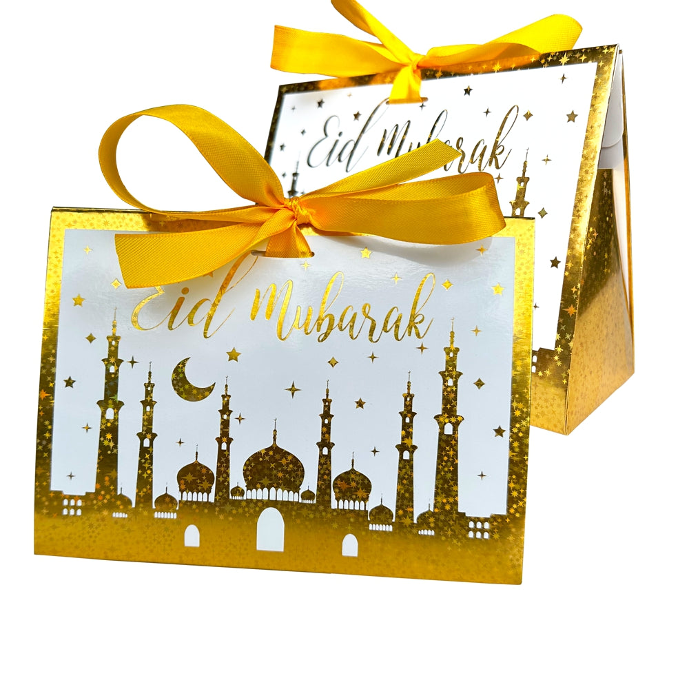 Elegant Eid Mubarak Gift Bag – Gold & White - almanaar Islamic Store