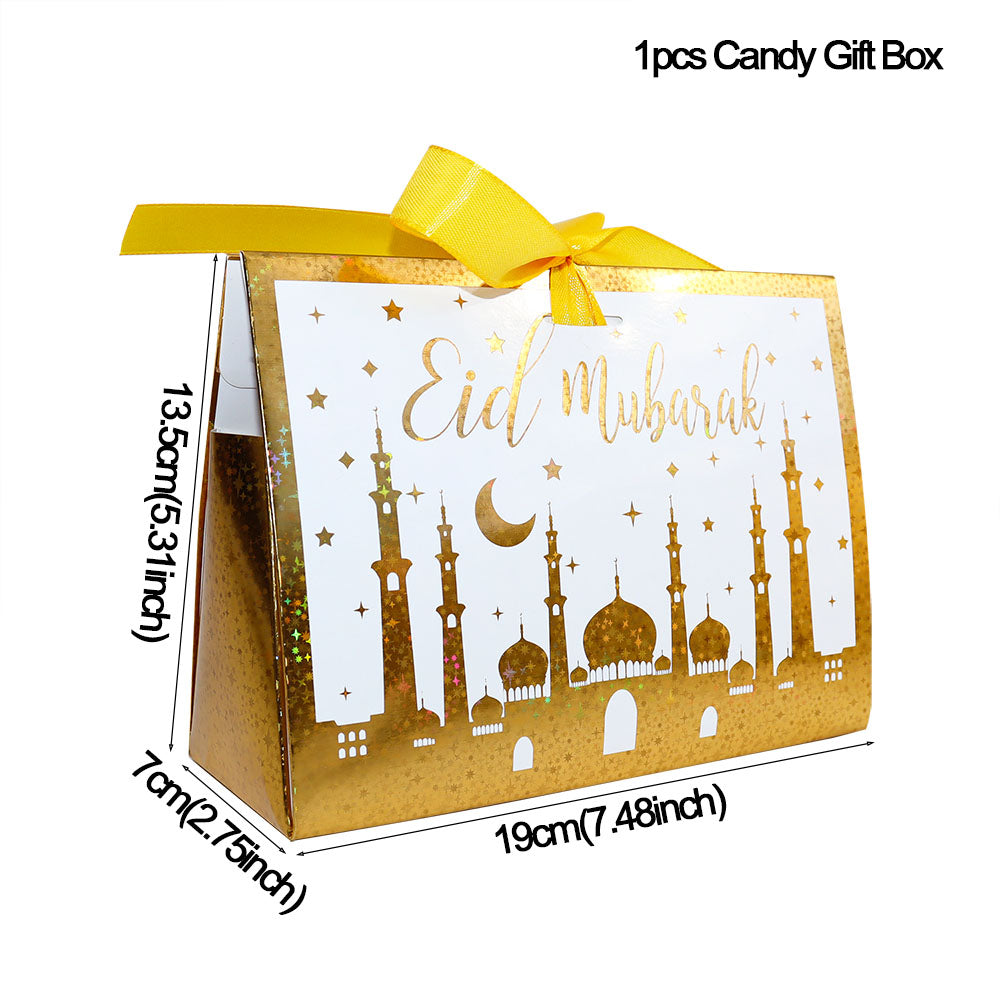 Elegant Eid Mubarak Gift Bag – Gold & White - almanaar Islamic Store