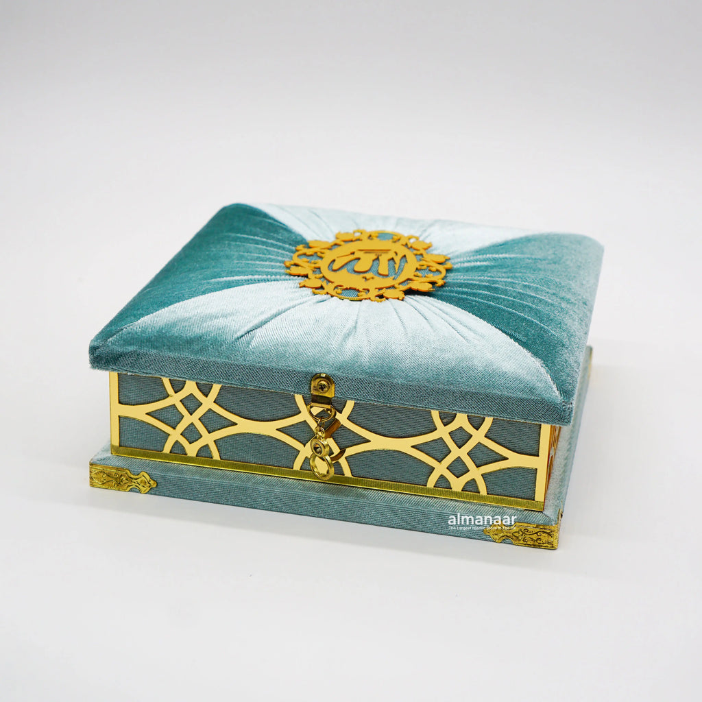 Fancy Sky Blue Gift Box Velvet with full Qur'an Tasbeeh|Islamic Wedding Gifts |Muslim Gifts - almanaar Islamic Store