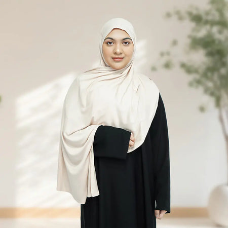 Deluxe Quality Egyptian Jersey Hijab - Off White - almanaar Islamic Store