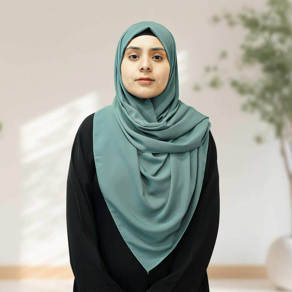 Premium Quality Madina Silk Plain Hijab - Teal - almanaar Islamic Store